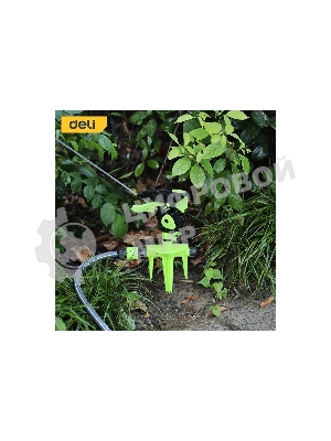 Дождеватель-разбрызгиватель импульсный на 3-х пиках Deli DL581302 площадь орошения до 490кв.м, сектор полива 0-360 град, диаметр шланга 3/4