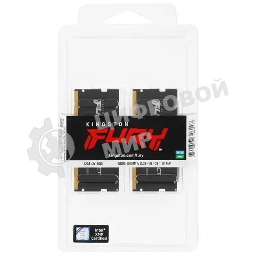 Оперативная память Kingston Fury Impact, DDR5, 32Gb (2x16 Gb), 4800 MHz, CL38, SO-DIMM