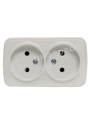 Розетка EKF EGR10-102-10 2-я, б/з, 10А, ОП Basic Минск белый