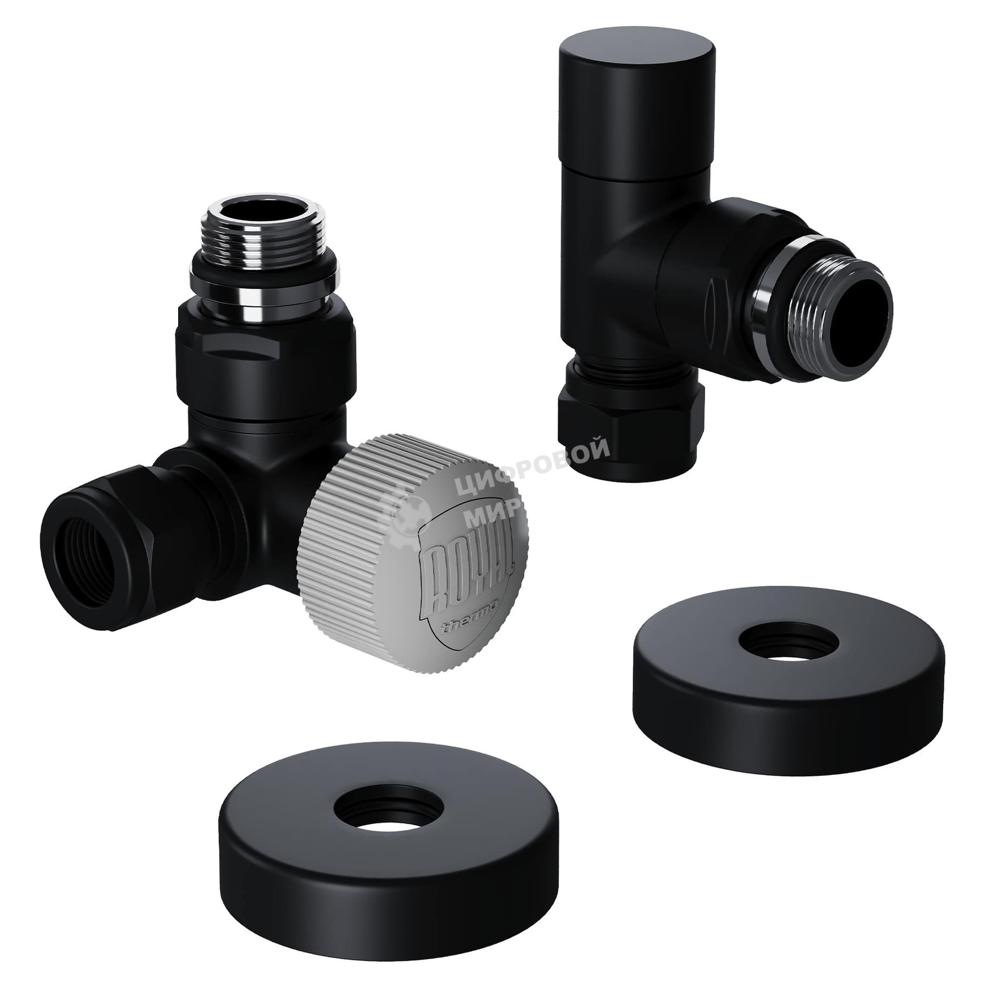 Набор термостатический трехосевой Royal Thermo Design Pro 15мм М30х1,5 черный