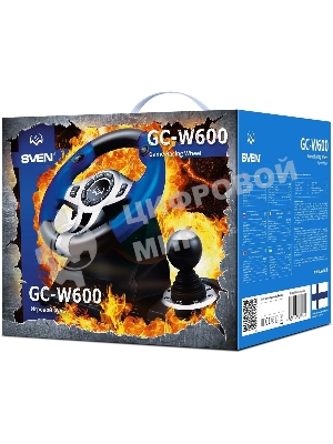 Руль черный SVEN GC-W600 (виброотдача, педали, джойстик, 12 кн., USB)