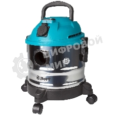 Строительный пылесос Bort BSS-1015 голубой/серебристый, 285/1250 Вт, уборка сухая/влажная, пылесборник контейнер, 15 л