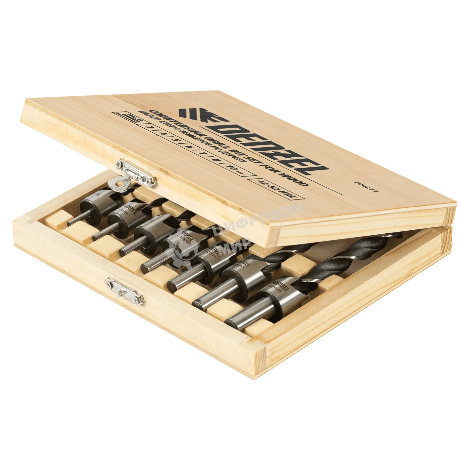 Набор сверл зенкеров Denzel по дереву, 3-10 мм, 7 шт