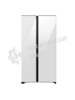 Холодильник Samsung RS80F65M1WWT белое стекло двухкамерный 417/229л морозилка сбоку, No Frost, Side by Side