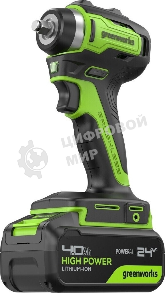 Гайковерт Greenworks G24IW200 аккум. патрон:квад.3/8