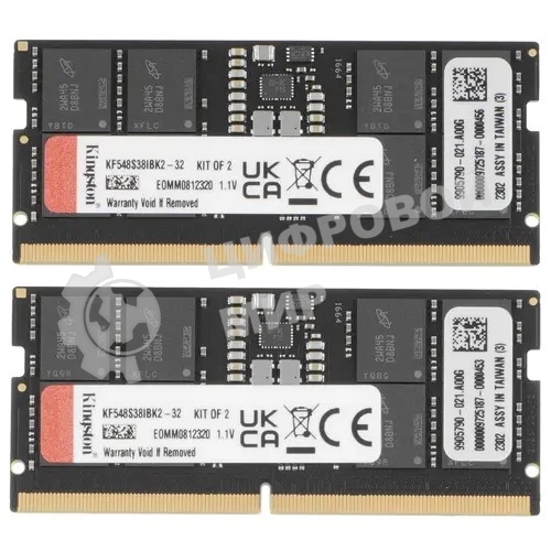 Оперативная память Kingston Fury Impact, DDR5, 32Gb (2x16 Gb), 4800 MHz, CL38, SO-DIMM
