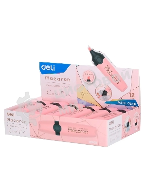 Текстовыделитель Deli EU356-PK Macaron, скошенный пишущий наконечник, 1-5мм, розовый пастельный