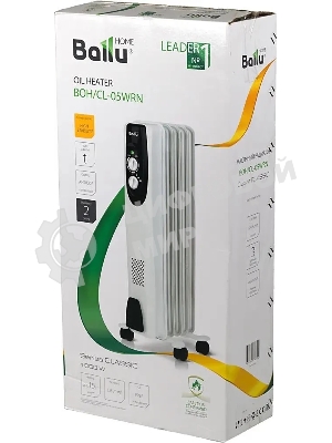 Обогреватель масляный Ballu Classic BOH/CL-05WRN (5 секций), белый, 1000 Вт, 15 м2, термостат