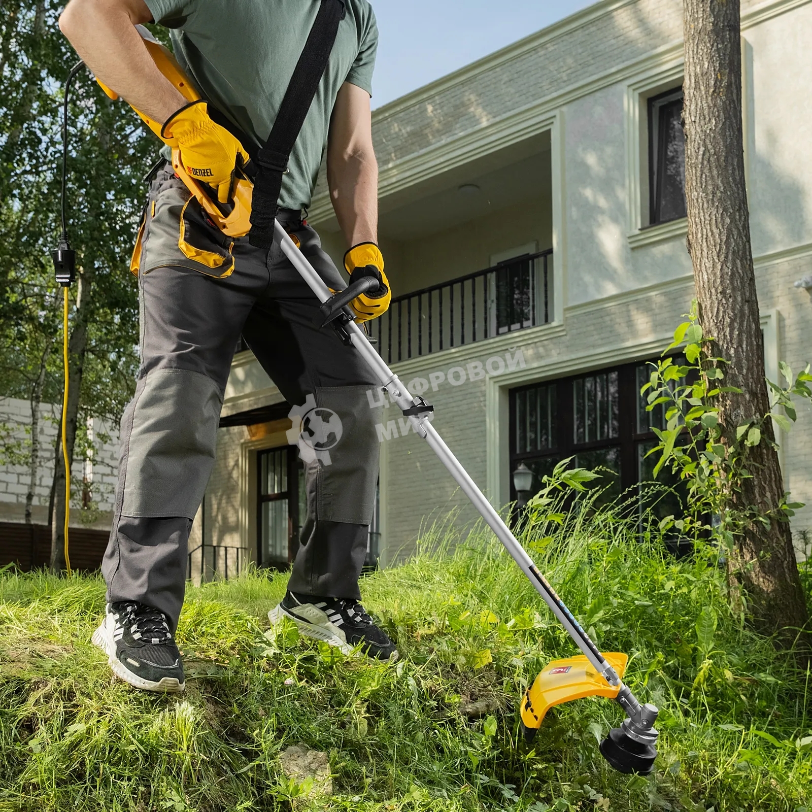 Триммер электрический Denzel TE-1220, 1200 Вт, 380 мм, катушка, диск, разборная штанга