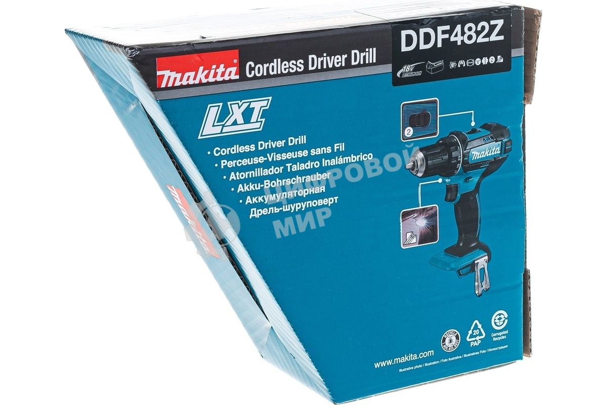 Дрель-шуруповерт Makita DDF482Z ак, 18В,Li-ion,БЗП-13мм,0-600\0-1900об\м,62\36Нм,1.7кг,кор,бок рук,б\акк и з\у