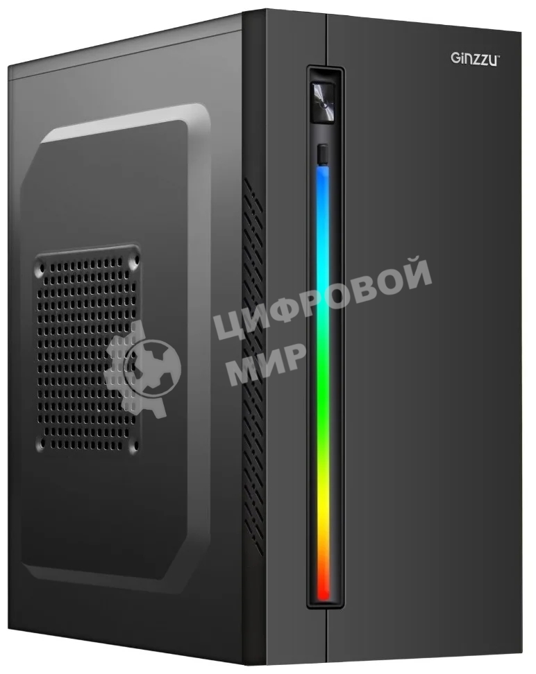 Компьютерный корпус Ginzzu D350 2хUSB 2.0,AU RGb w/o PSU