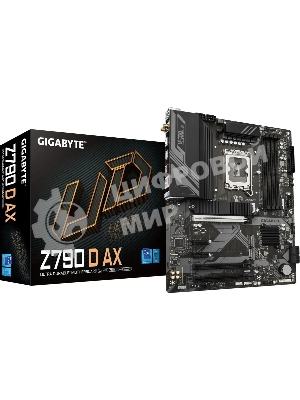 Материнская плата Gigabyte Z790 D AX, LGA 1700, Intel Z790, 4xDDR5, 4xSATA, 3xM.2, 1xPCI-E 5.0 x16, 1xPCI-E 4.0 x4, 2xPCI-E 3.0 x1, 1xHDMI, 1xDP, 1x 2.5Gb LAN, 4xUSB-A 3.2 Gen 1, 1xUSB-A 3.2 Gen 2, 2xUSB-A 2.0, 1xUSB-C 3.2 Gen 2, 3x3.5 мм, 7.1, ATX