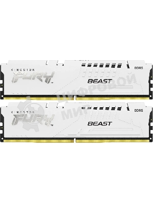 Оперативная память Kingston Fury Beast, DDR5, 64Gb (2x32 GB), 6000 MHz, CL36, DIMM, радиатор, белый