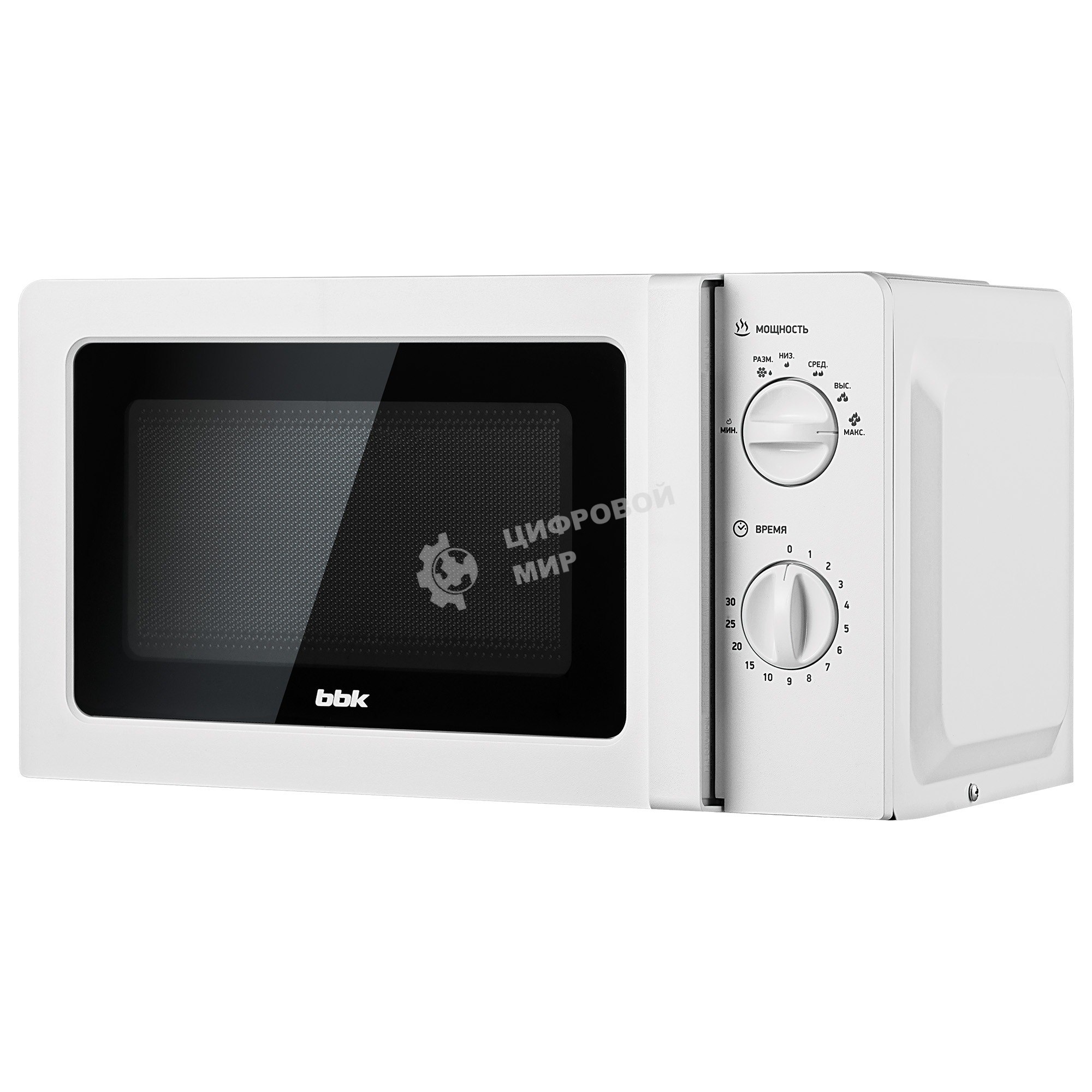 Микроволновая печь BBK 20MWS-777M/W белый, 20 л, 700 Вт, переключатели- поворотный механизм