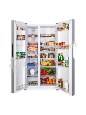 Холодильник Maunfeld MFF177NFW Slim Inverter белый двухкамерный 352/198л морозилка слева, No Frost, Side by Side