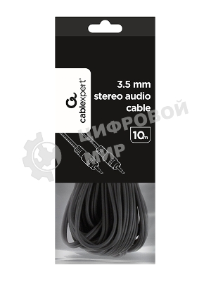 Кабель аудио Cablexpert CCA-404-10M-N, Jack 3.5(M)/Jack 3.5(M), 3pin, 10м, черный, пакет