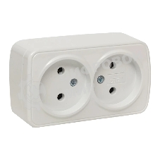 Розетка EKF EGR10-102-10 2-я, б/з, 10А, ОП Basic Минск белый