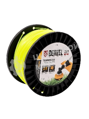 Леска для триммера Denzel квадрат, 2,0мм х 251м, на DIN катушке FLEX CORD