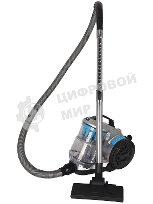 Пылесос Hyundai HYV-C2955 серебристый/синий, 380/2400 Вт, уборка сухая, пылесборник контейнер 3.5 л
