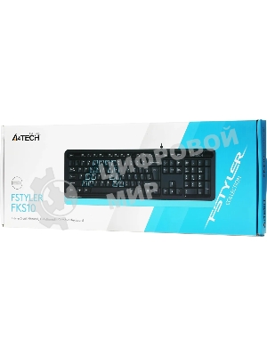 Клавиатура проводная A4Tech Fstyler FKS10, USB, черный/синий