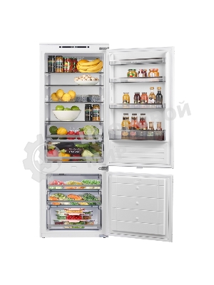 Встраиваемый холодильник Maunfeld MBF193NFW1GR Inverter белый двухкамерный 257/84 л морозилка снизу, No Frost
