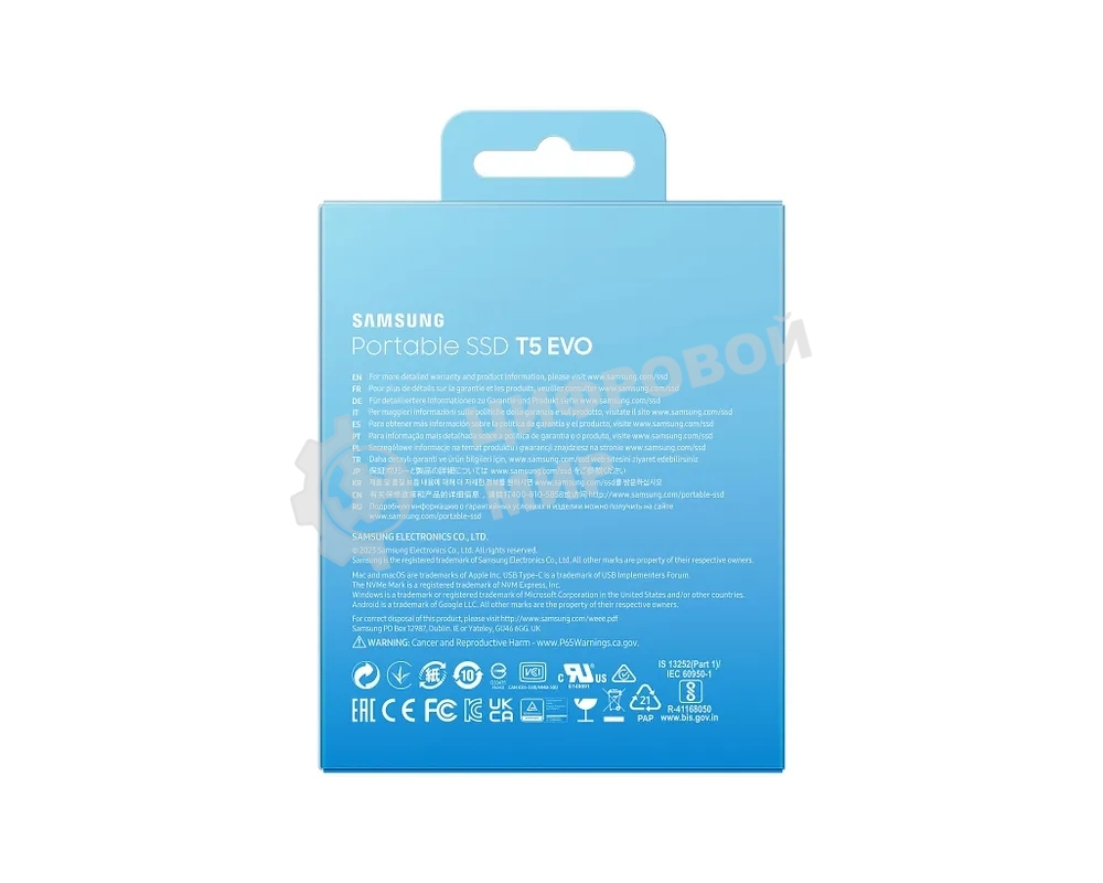 Внешний SSD Samsung T5 EVO, 2TB, USB 3.2 Gen 1 Type-C, R/W 460/460, черный