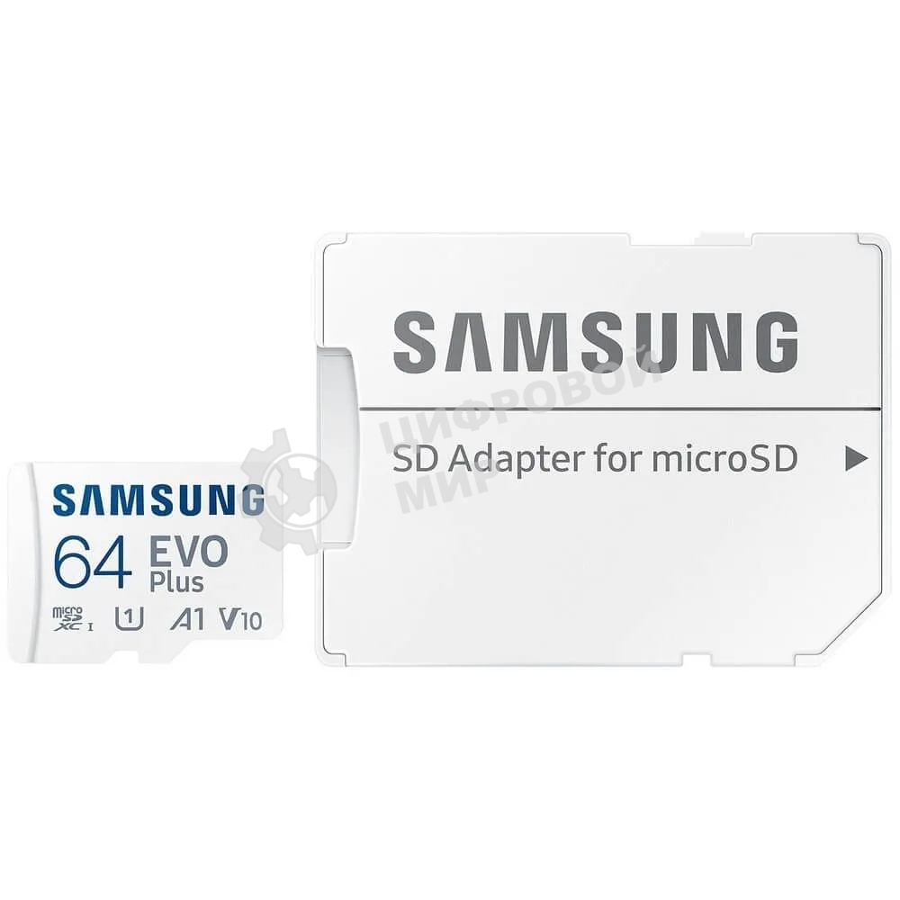 Флеш карта Samsung EVO Plus, microSDXC 64Gb (R/W 160/90 Mb/s, adapter) MB-MC64SA/APC