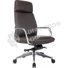 Кресло руководителя Бюрократ VEGA коричневый, кожа, крестов. алюминий