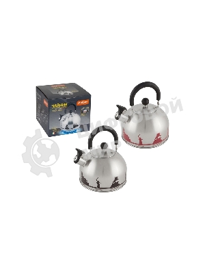 Чайник из нерж. стали MALLONY ГОРОДА РОССИИ со свистком 2,5 л, с рисунком, меняющим цвет