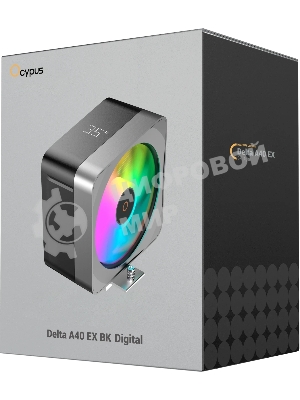 Кулер для процессора Ocypus Delta A40 EX BK Digital, 120мм ARGB FAN, Top Display Panel, 4 HEAT PIPES, 4-PIN PWM, 500-1800 RPM, 29DBA, HYDRO BEARING, LGA115X/1200/1700/18XX, AM4/AM5