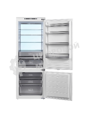 Встраиваемый холодильник Maunfeld MBF193NFW1GR Inverter белый двухкамерный 257/84 л морозилка снизу, No Frost