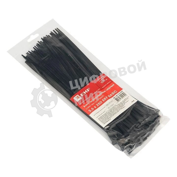 Хомут кабельный 3.6х250 нейл. черный (уп. 100 шт) EKF plc-cb-3.6x250
