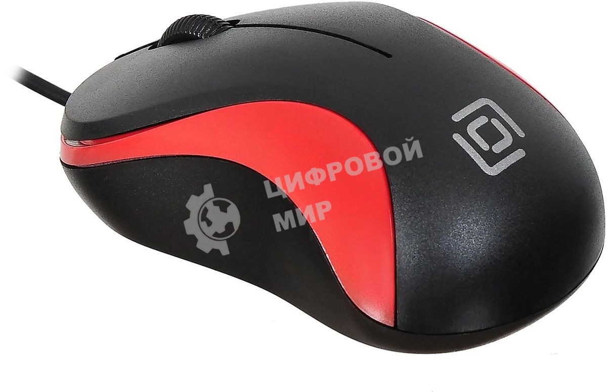 Мышь проводная Oklick 115S черный/красный, 1200 dpi, USB, кнопки - 3