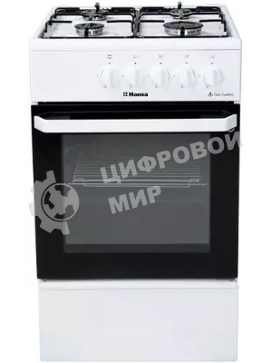 Плита газовая Hansa FCGW510029A белый, конфорок 4 газовых, духовка 53 л, 50 см x 85 см x 57 см