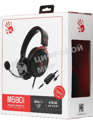 Гарнитура Bloody M590i Sports красный-чёрный, проводная, USB
