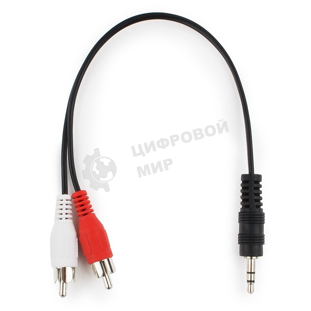 Кабель аудио Cablexpert CCA-458-0.2M-N, Jack 3.5(M)/2xRCA, 0.2м, черный, пакет