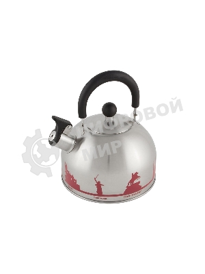 Чайник из нерж. стали MALLONY ГОРОДА РОССИИ со свистком 2,5 л, с рисунком, меняющим цвет