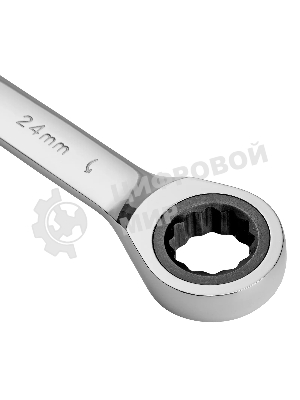 Ключ комбинированный Denzel, с трещеткой, 24 мм