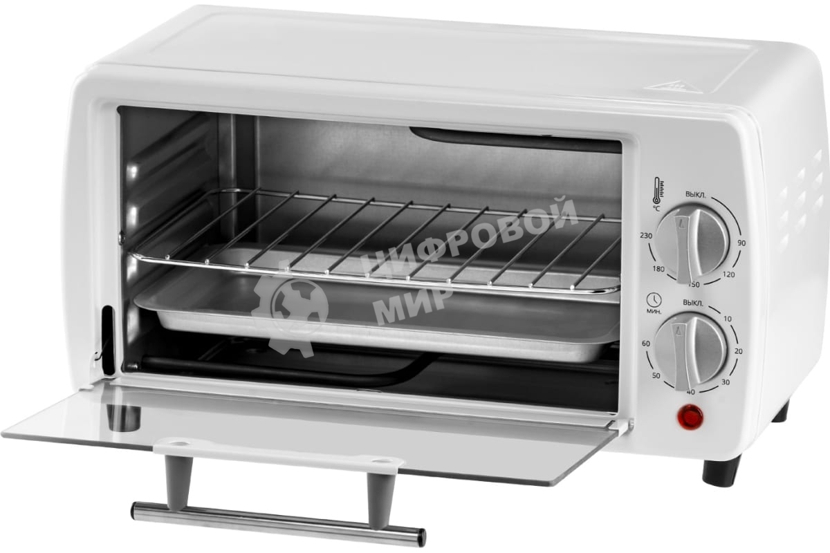 Мини-печь Galaxy Line GL 2625, белый, 8 л, 1000 Вт, таймер на 60 минут, индикатор работы, автоотключение