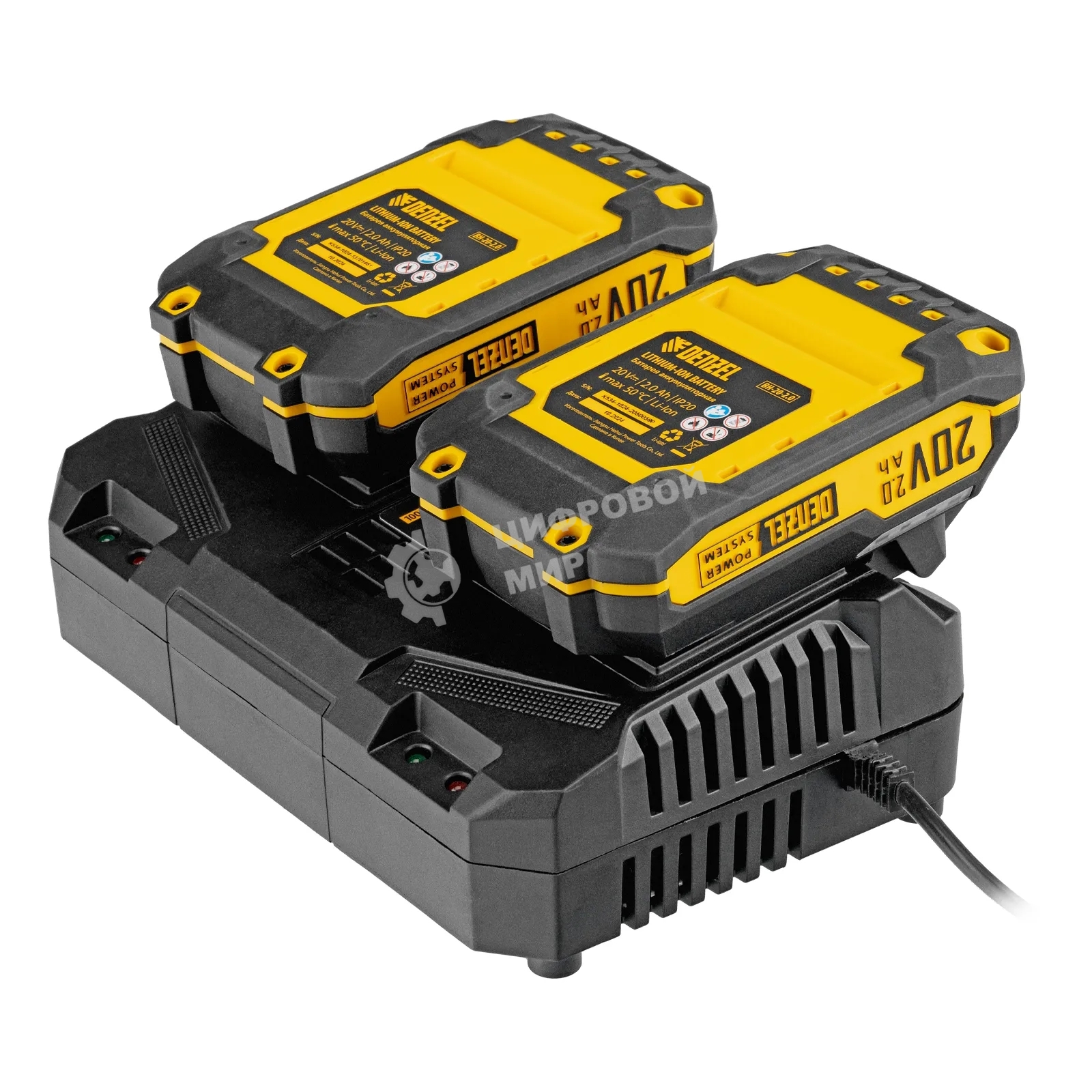 Устройство зарядное для аккумуляторов двухпортовое Denzel BCH-20-4.0x2, Li-Ion, 20 В, 4.0 А