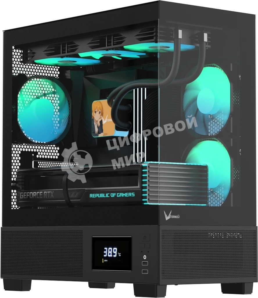 Компьютерный корпус AeroCool/Formula V Line Crystal E1M Black, MATX, USB3.0*2, Switch Display Panel