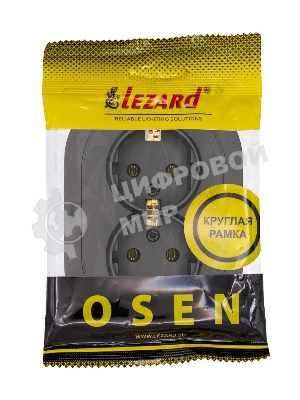 Розетка 2-м LEZARD СП OSEN с заземл. ПБТ, круглая, механизм, черный бархат 744-4200-127B