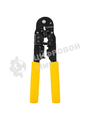 Обжимные клещи Deli DL381008 RJ45 Размер: 205мм. Спецификация обжима: 8P. Холоднокатаный стальной лист с черной отделкой, ручка из ПВХ. Лезвие SK5. Инструмент для зачистки проводов, кусачки и обжимной инструмент 3-в-1.