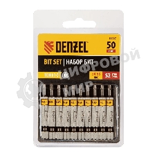 Набор бит Denzel TORX 10х50, сталь S2, шестигранный профиль, 10 шт.