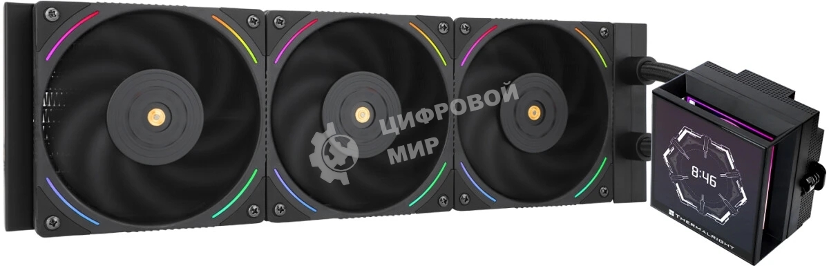 Водяное охлаждение для процессора Thermalright Hyper Vision 360 (360mm, LED, Black, ARGB/Fans: 3x120mm, 69CFM, 27dBA, 2150RPM/Pump height 68mm, 6400RPM, Rad thickness 27mm/S: 1700, 1200, 1851, 115X, 2011, 2066, AM5, AM4)