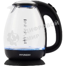 Чайник электрический Hyundai HYK-G3804 1.7 л, 2200 Вт, черный (корпус: стекло)