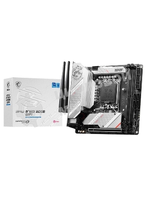 Материнская плата MSI MPG B760I EDGE WIFI, LGA 1700, Intel B760, 2xDDR5, 4xSATA, 2xM.2, 1xPCIe 5.0 x16, 1xHDMI, 1xDP, 1x 2.5Gb LAN, 4xUSB-A 3.2 Gen 1, 1xUSB-A 3.2 Gen 2, 2xUSB-A 2.0, 1xUSB-C 3.2 Gen 2, 3x3.5 мм, 7.1, Mini-ITX