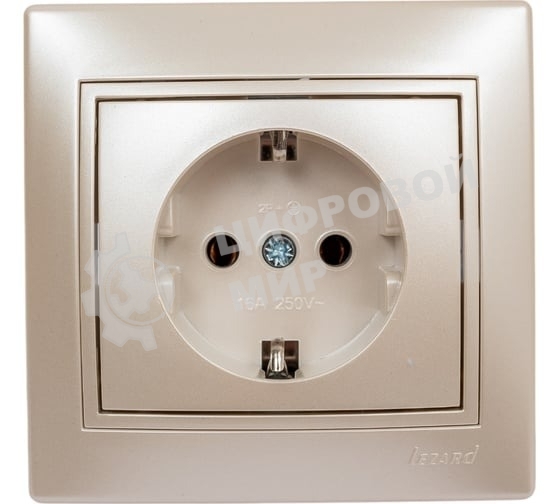 Розетка 1-м СП Мира керам. с заземл. жемчуж. белый перламутр Lezard 701-3030-122