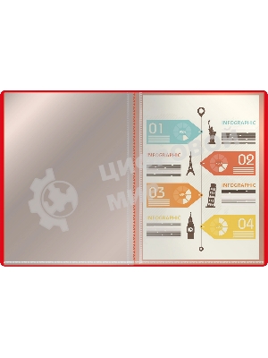 Папка с 40 прозрачными вкладками Silwerhof Eco A4, пластик, 0.5мм, красный