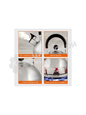 Чайник из нерж. стали MALLONY ГОРОДА РОССИИ со свистком 2,5 л, с рисунком, меняющим цвет